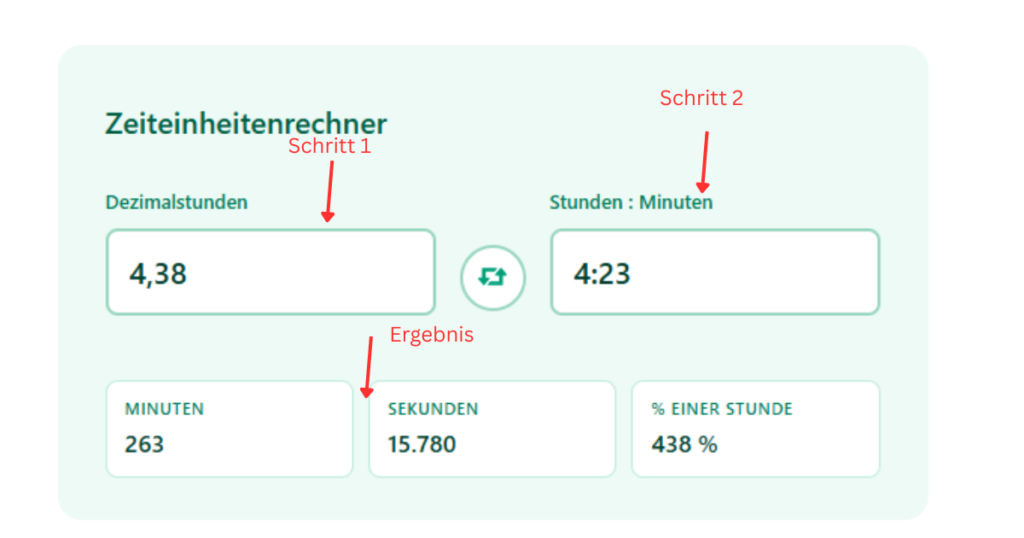 Arbeitszeitrechner Dezimal