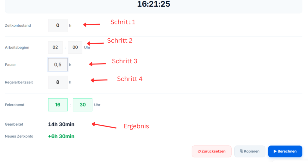 Gleitzeit Rechner