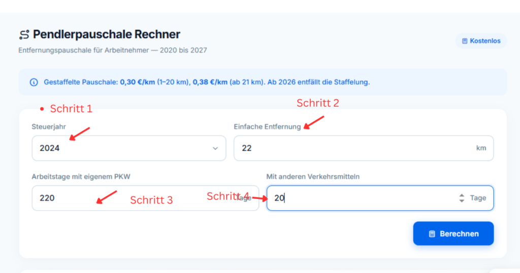 Pendlerpauschale Rechner