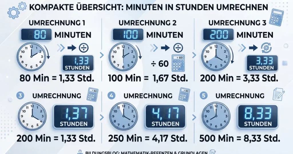 Minuten in Stunden umrechnen