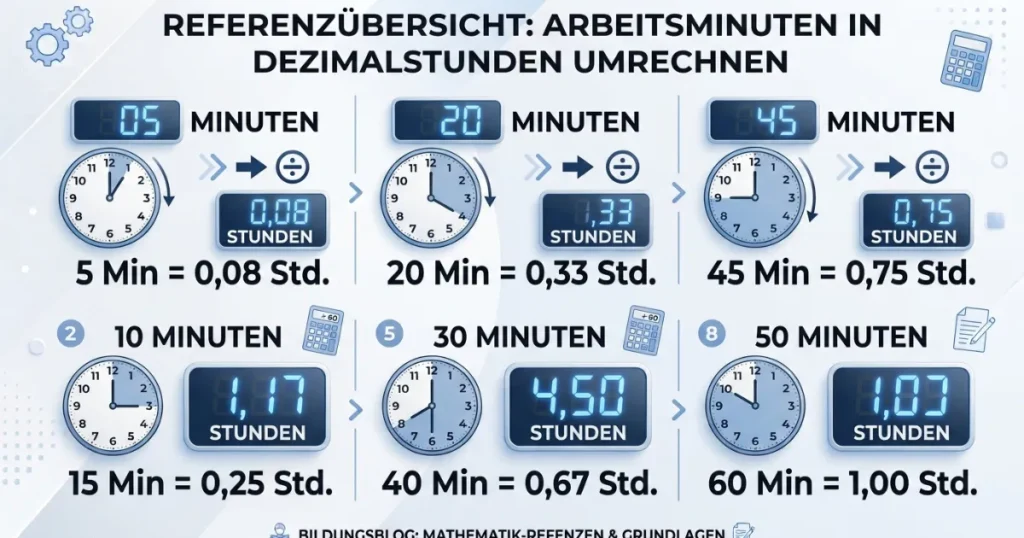 Minuten in Stunden umrechnen