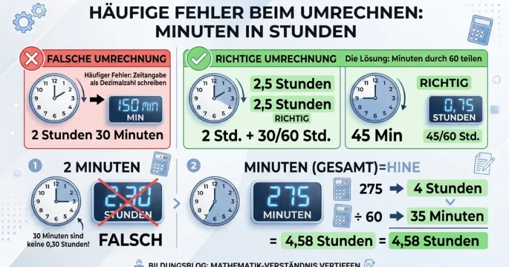 Minuten in Stunden umrechnen