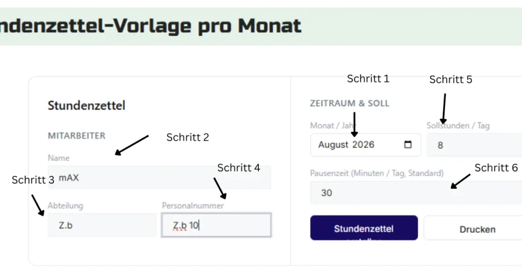Stundenzettel PDF